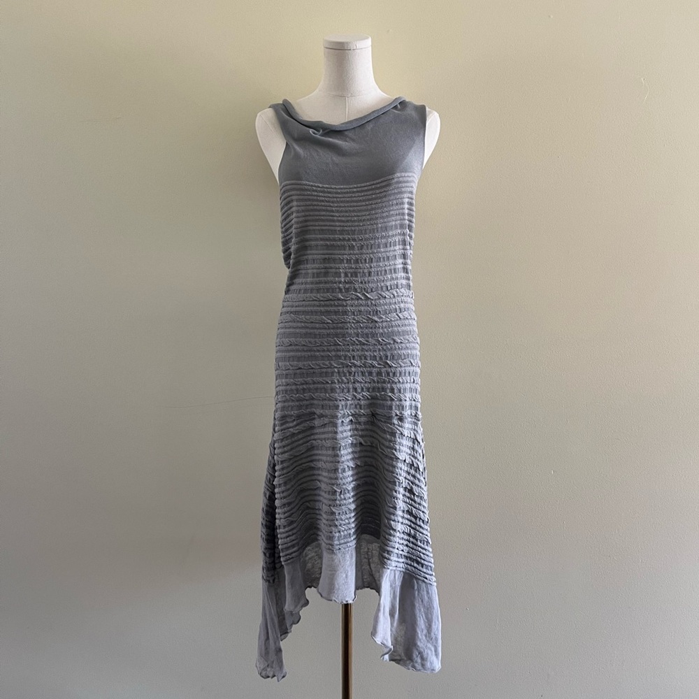 Sarah Pacini grey linen cotton dress size small